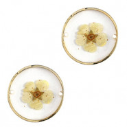 Zwischenstück mit getrockneter Blume 20mm - Gold-white